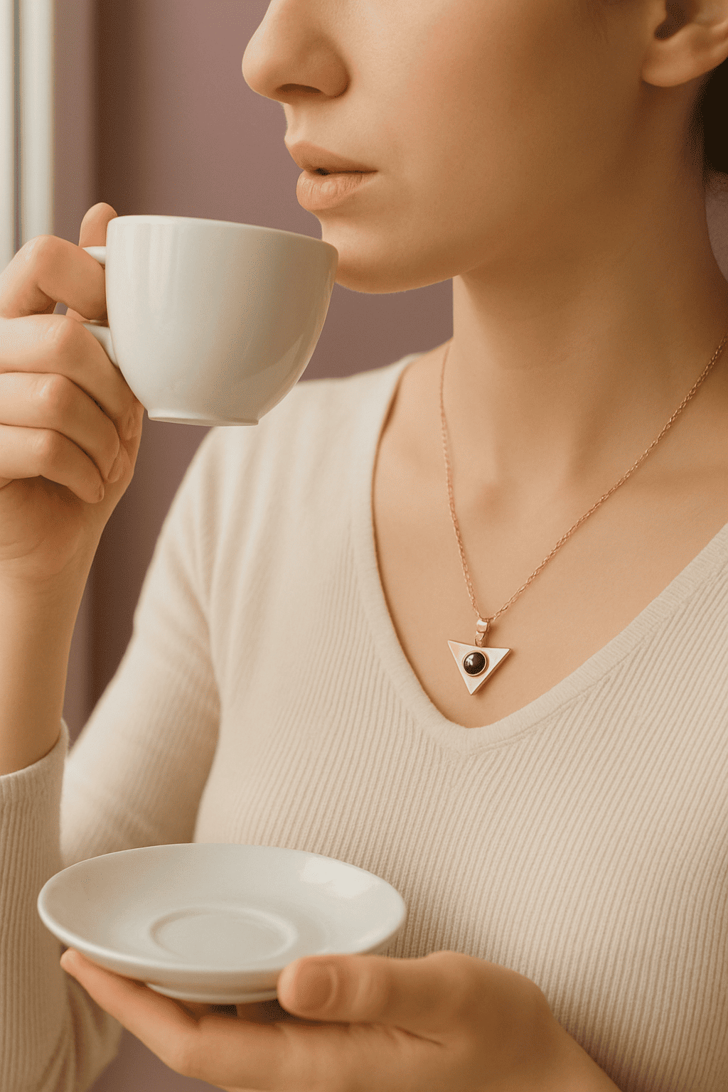 Custom Photo Projection Triangle Necklace - Hidden Forever