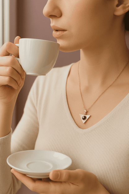 Custom Photo Projection Triangle Necklace - Hidden Forever