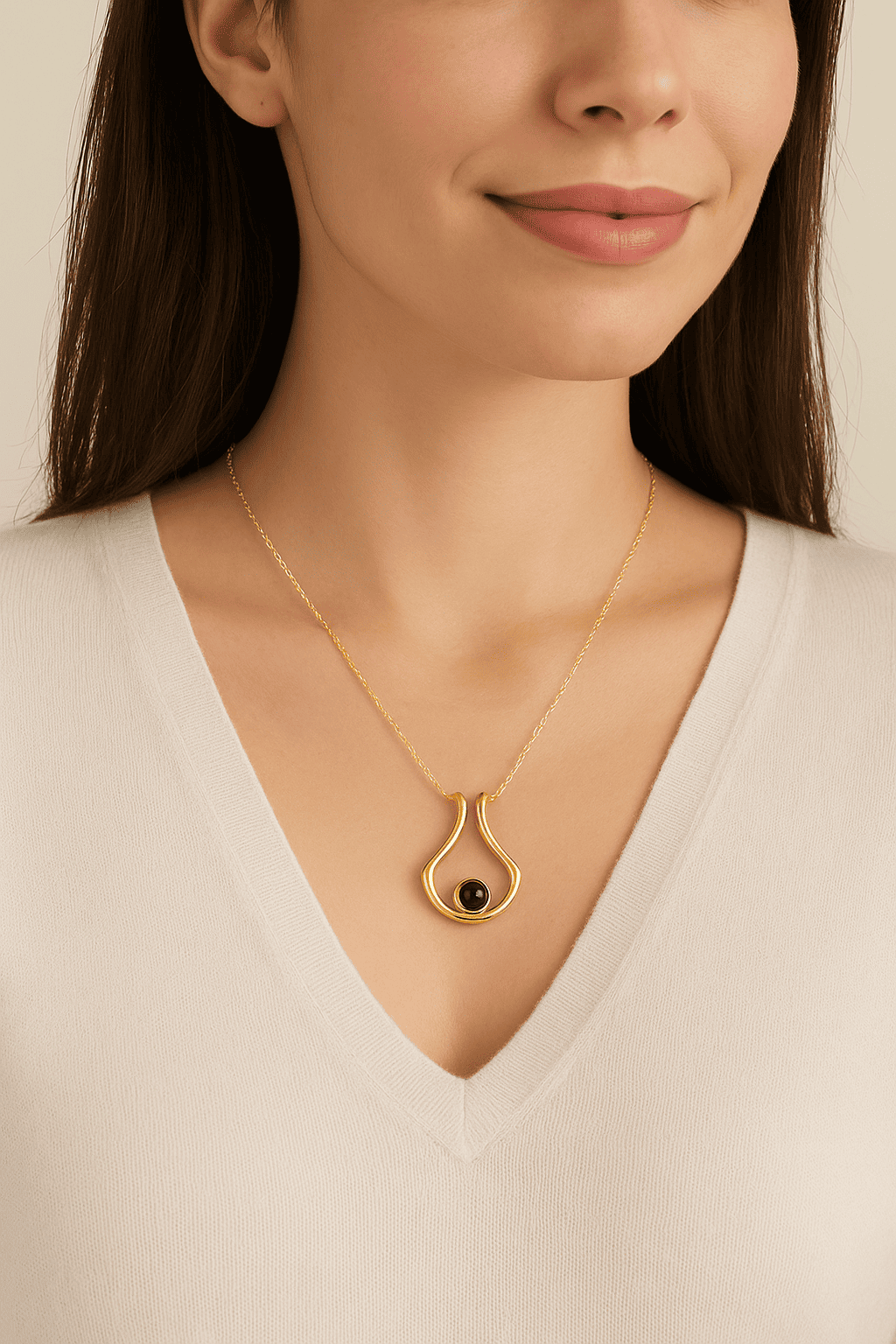 Custom Photo Projection U - Shaped Pendant Necklace - Hidden Forever