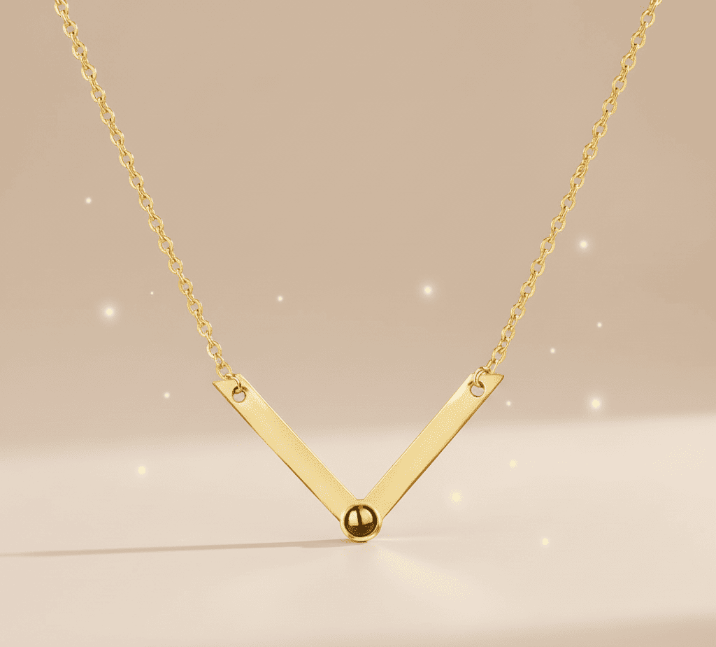 Custom Photo Projection V - Shaped Pendant Necklace - Hidden Forever