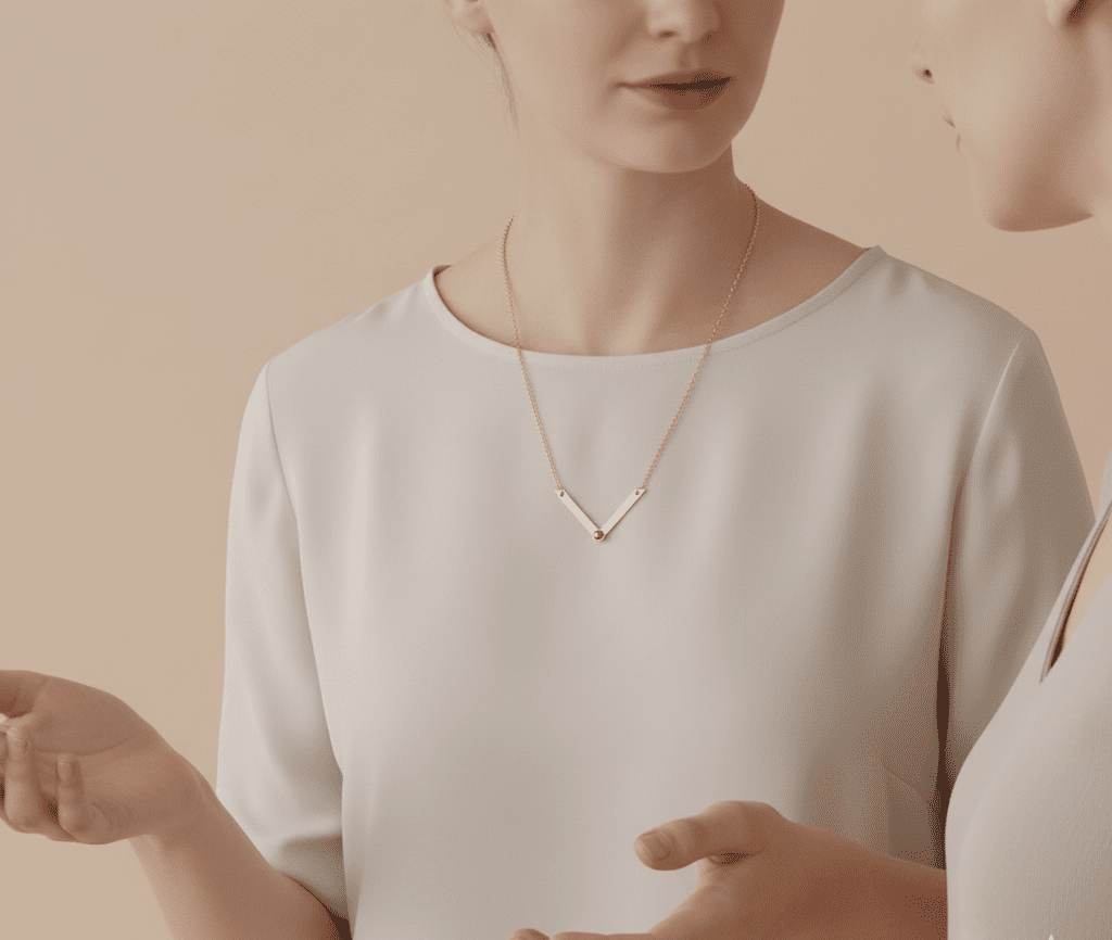 Custom Photo Projection V - Shaped Pendant Necklace - Hidden Forever