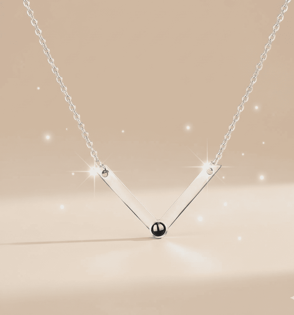 Custom Photo Projection V - Shaped Pendant Necklace - Hidden Forever