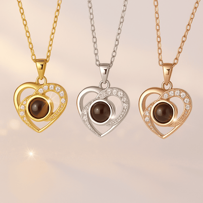 Custom Photo Projection Viking Heart Necklace - Hidden Forever