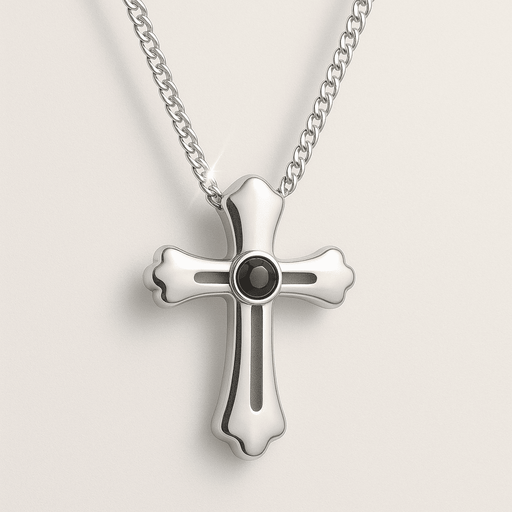 Custom Picture Necklace For Men | Photo Projection Cross - Hidden Forever