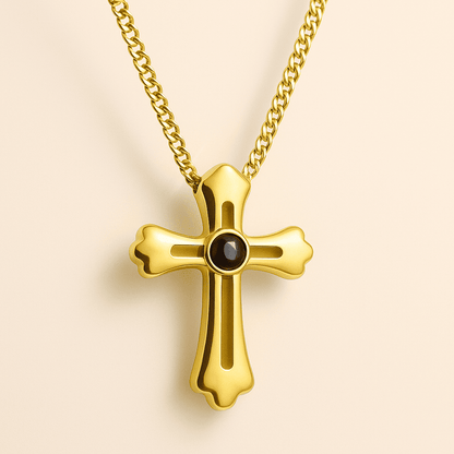 Custom Picture Necklace For Men | Photo Projection Cross - Hidden Forever
