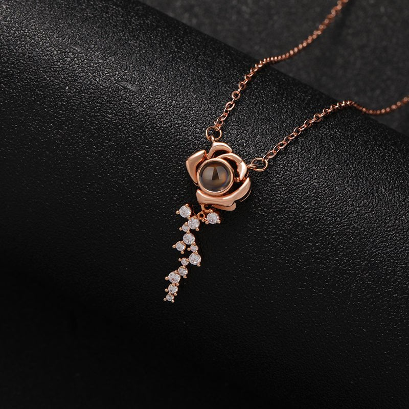 Custom Rose Elegance Hidden Photo Necklace - Hidden Forever