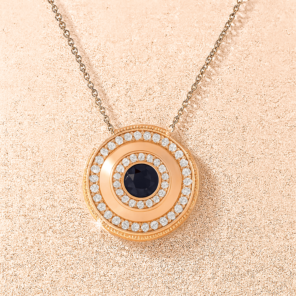 Custom Round Pendant Diamond Hidden Photo Necklace - Hidden Forever