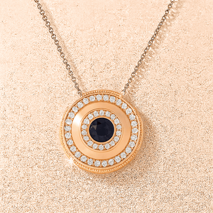 Custom Round Pendant Diamond Hidden Photo Necklace - Hidden Forever