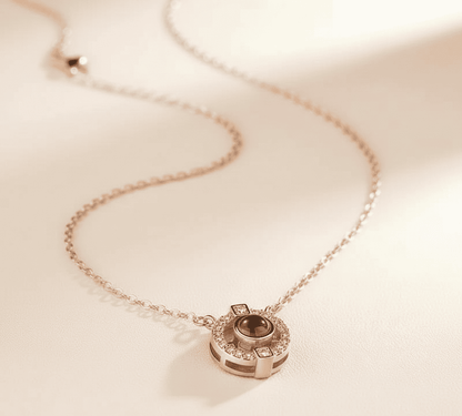 Custom Round Zircon Gem Hidden Photo Necklace - Hidden Forever