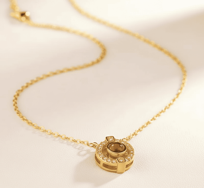Custom Round Zircon Gem Hidden Photo Necklace - Hidden Forever