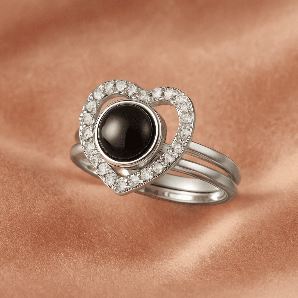 Custom Secret Heart Hidden Photo Ring - Hidden Forever