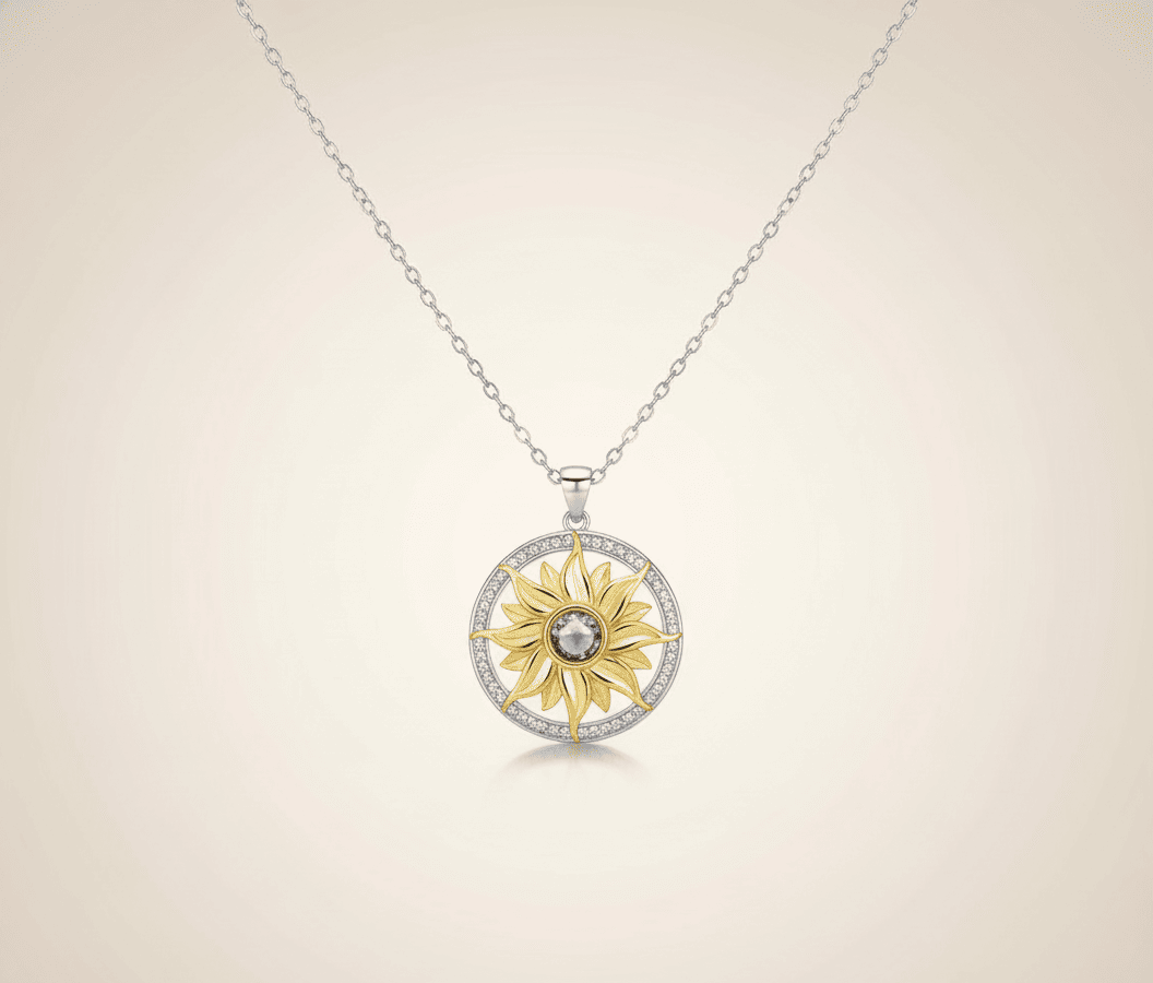 Custom Sterling Silver Sunflower Hidden Photo Necklace - Hidden Forever