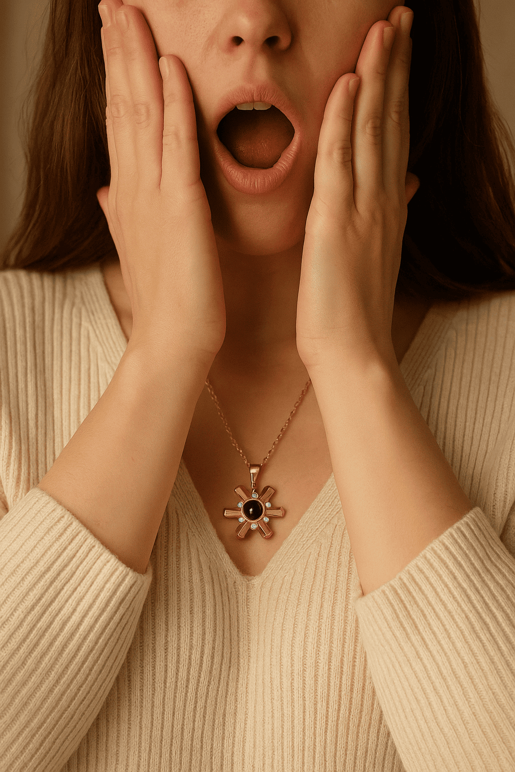 Custom Sun Rays Hidden Photo Necklace - Hidden Forever