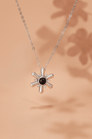 Custom Sun Rays Hidden Photo Necklace - Hidden Forever