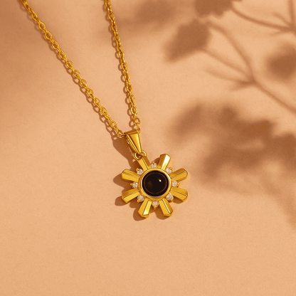 Custom Sun Rays Hidden Photo Necklace - Hidden Forever