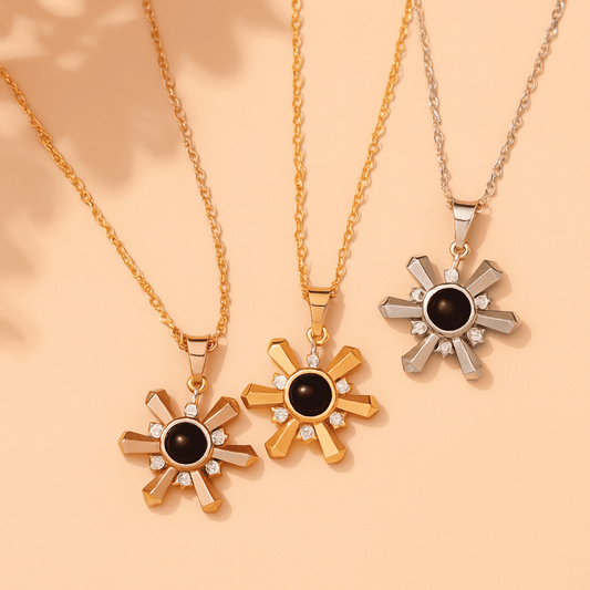 Custom Sun Rays Hidden Photo Necklace - Hidden Forever