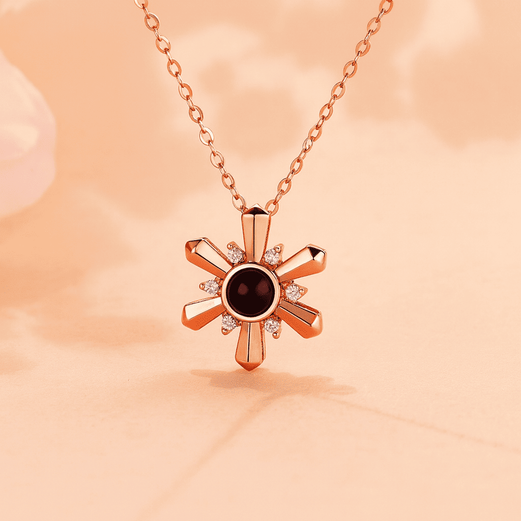 Custom Sun Rays Hidden Photo Necklace - Hidden Forever