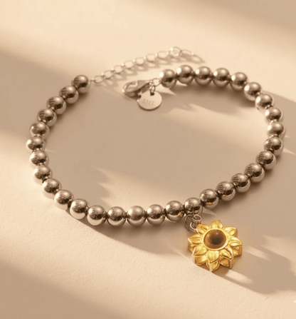 Custom Sunflower Hidden Photo Bracelet - Hidden Forever
