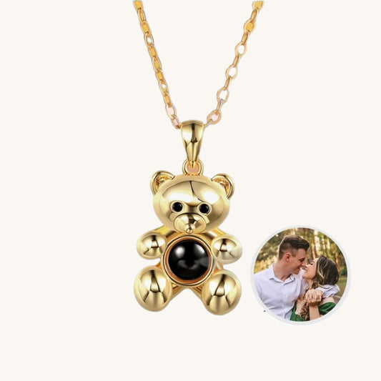 Custom Teddy Bear Hidden Photo Necklace - Hidden Forever