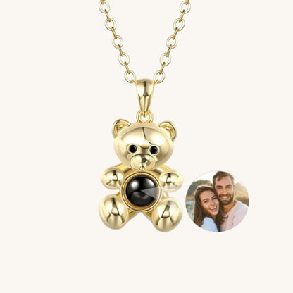 Custom Teddy Bear Hidden Photo Necklace - Hidden Forever