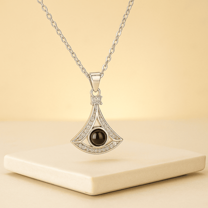 Custom Triangle Zircon Gem Hidden Photo Necklace - Hidden Forever
