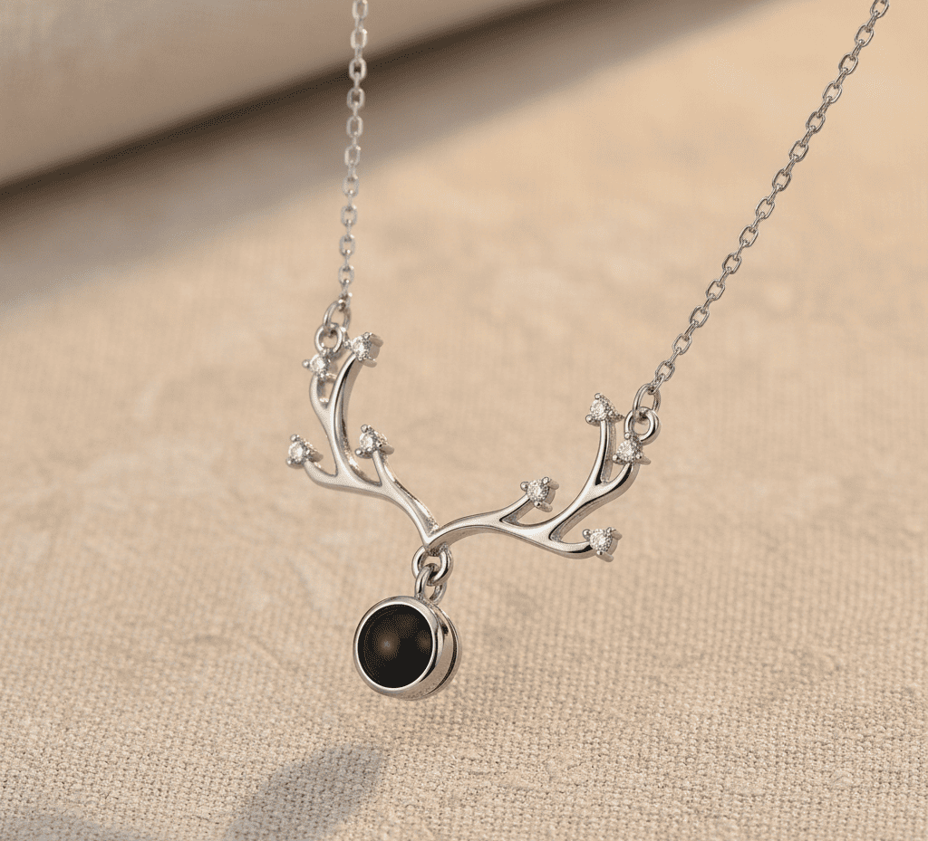 Custom Vine Zircon Gem Hidden Photo Necklace - Hidden Forever