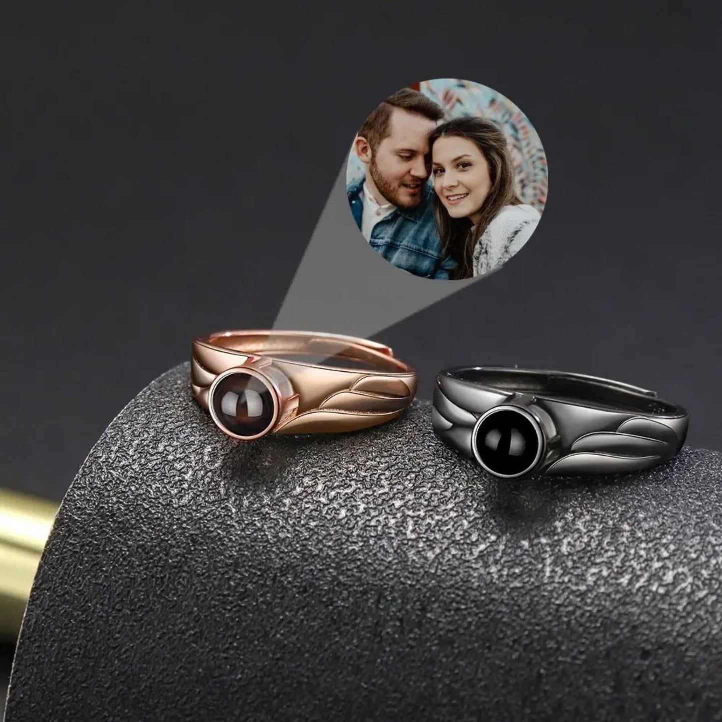 Custom Wings of Memory Hidden Photo Ring - Hidden Forever