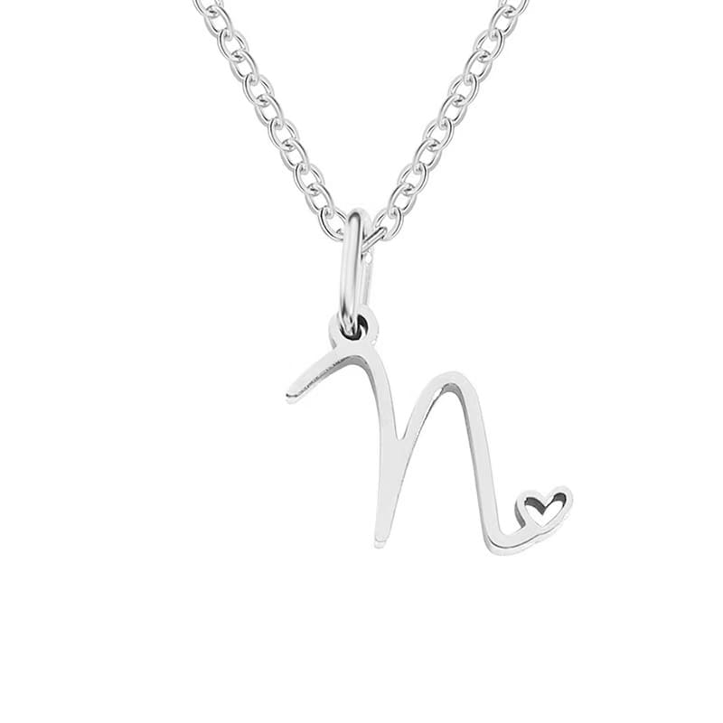 Customise Initial Letter Pendant Heart Necklace - Hidden Forever