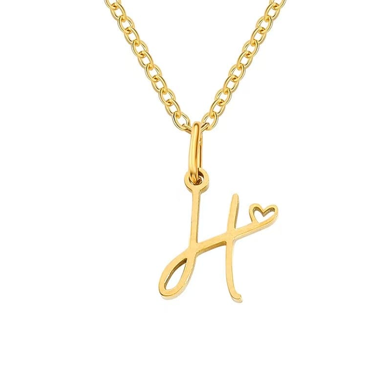 Customise Initial Letter Pendant Heart Necklace - Hidden Forever