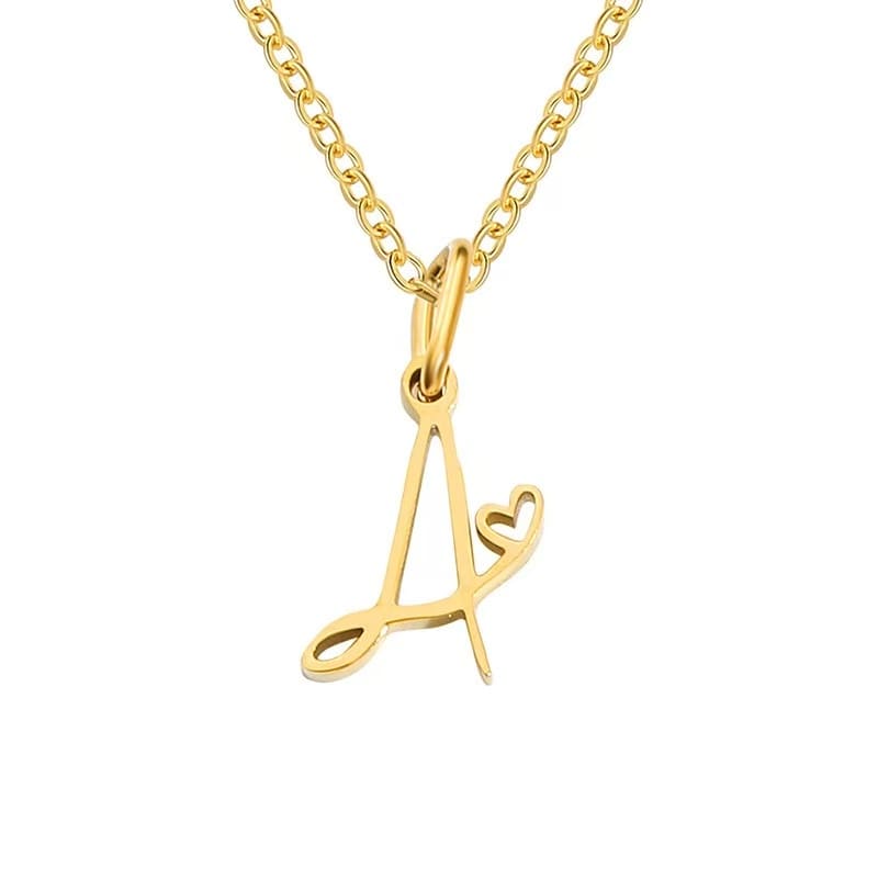 Customise Initial Letter Pendant Heart Necklace - Hidden Forever