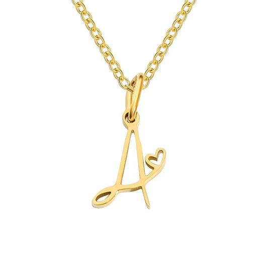 Customise Initial Letter Pendant Heart Necklace - Hidden Forever