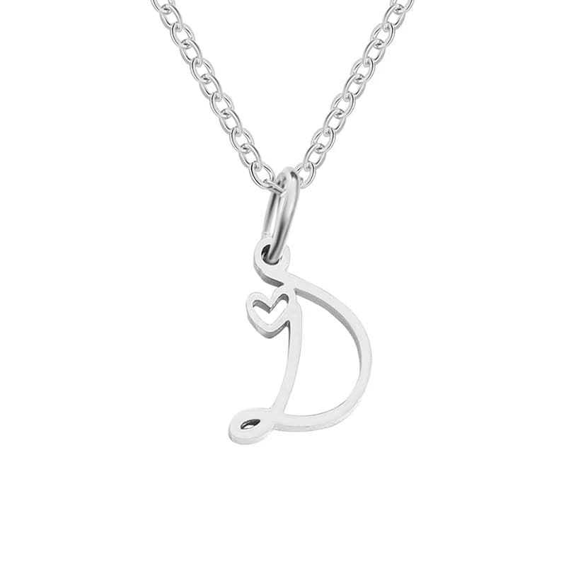 Customise Initial Letter Pendant Heart Necklace - Hidden Forever
