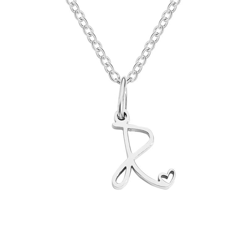 Customise Initial Letter Pendant Heart Necklace - Hidden Forever