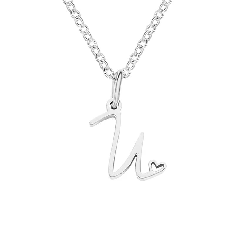 Customise Initial Letter Pendant Heart Necklace - Hidden Forever