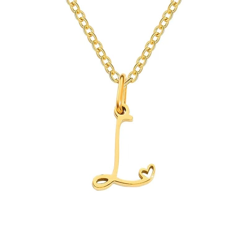 Customise Initial Letter Pendant Heart Necklace - Hidden Forever