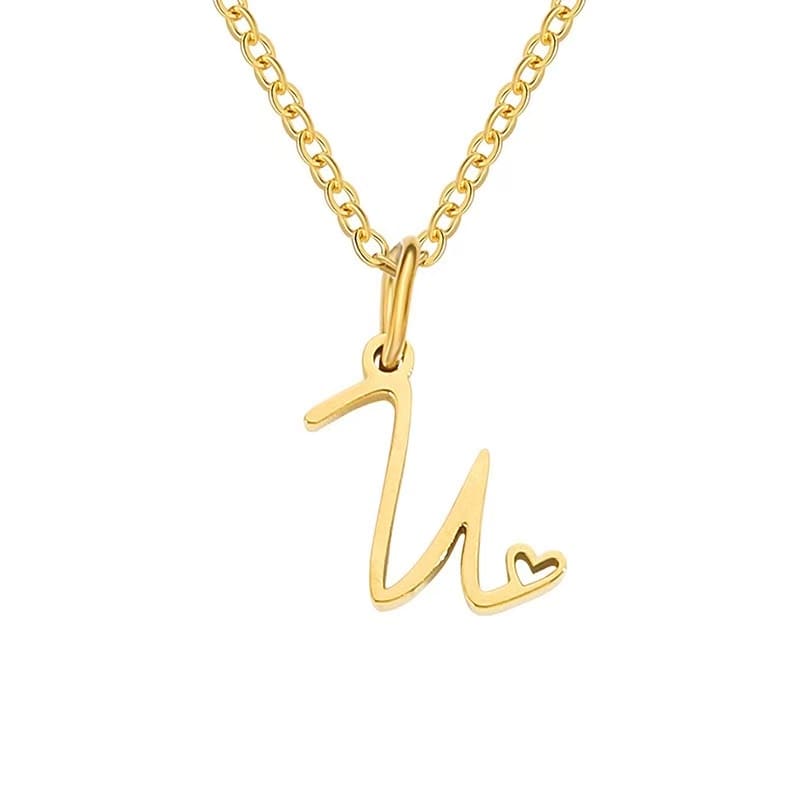 Customise Initial Letter Pendant Heart Necklace - Hidden Forever