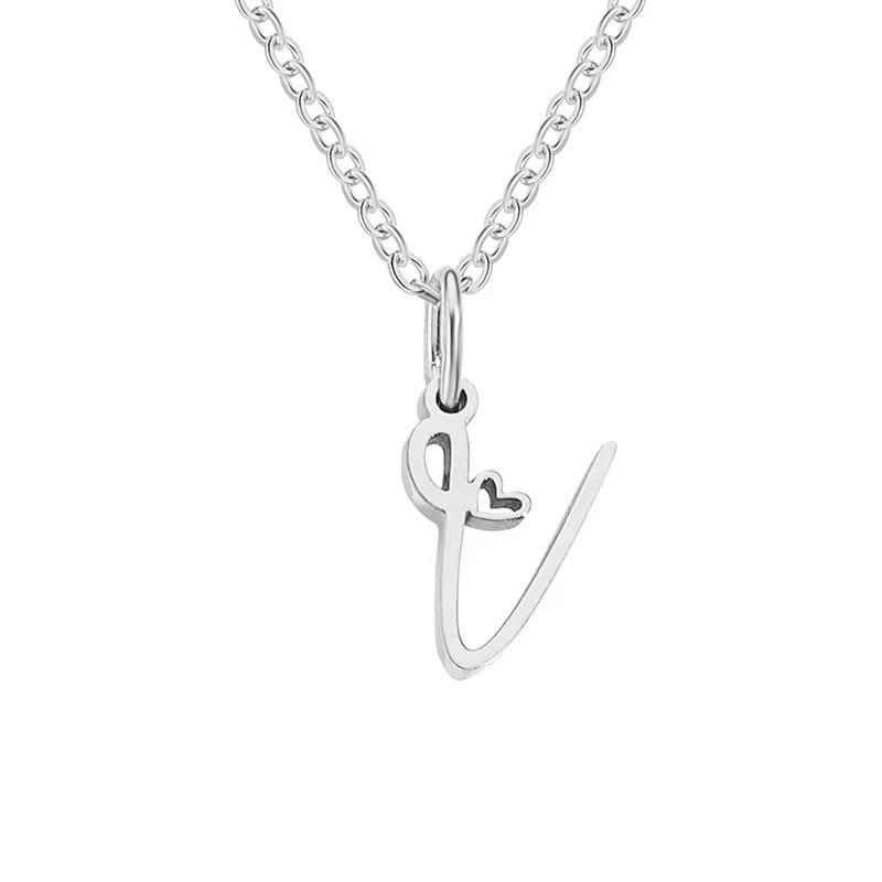 Customise Initial Letter Pendant Heart Necklace - Hidden Forever