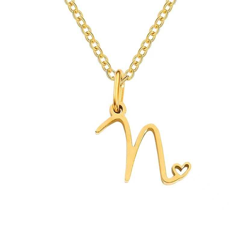 Customise Initial Letter Pendant Heart Necklace - Hidden Forever