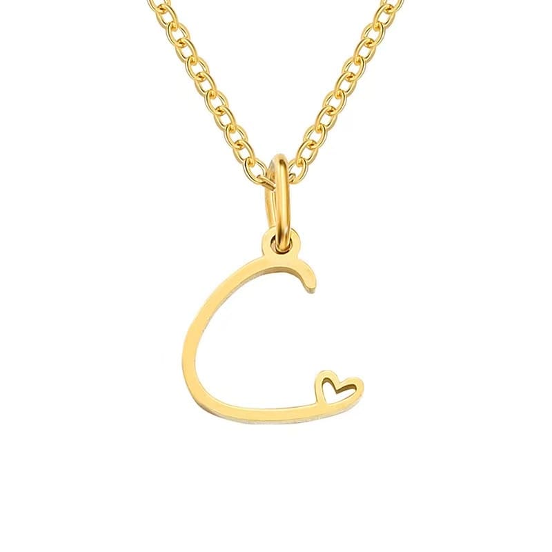 Customise Initial Letter Pendant Heart Necklace - Hidden Forever