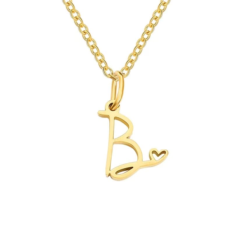 Customise Initial Letter Pendant Heart Necklace - Hidden Forever