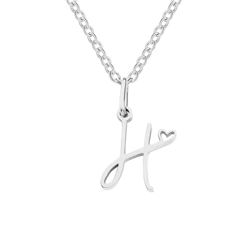 Customise Initial Letter Pendant Heart Necklace - Hidden Forever