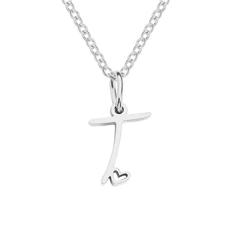 Customise Initial Letter Pendant Heart Necklace - Hidden Forever