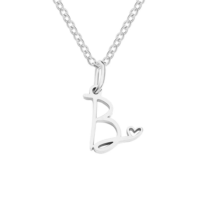 Customise Initial Letter Pendant Heart Necklace - Hidden Forever