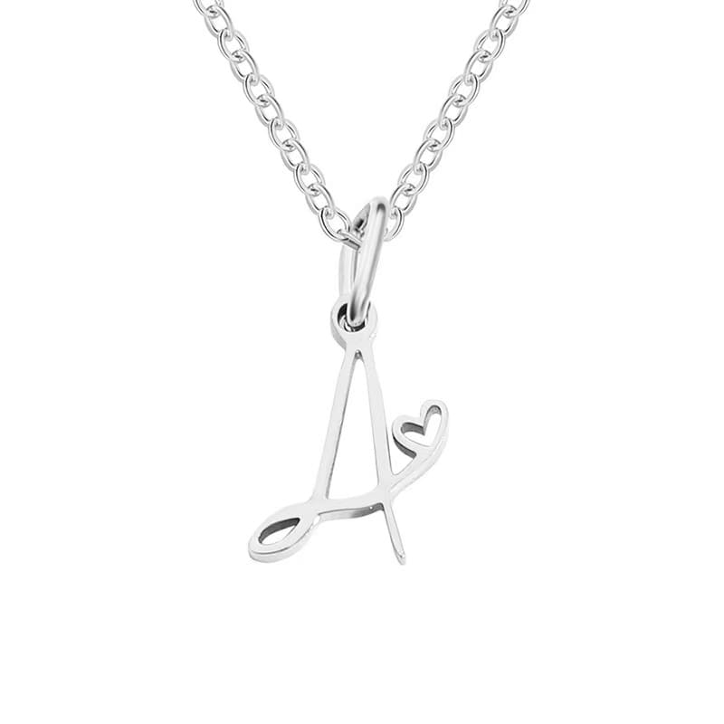 Customise Initial Letter Pendant Heart Necklace - Hidden Forever