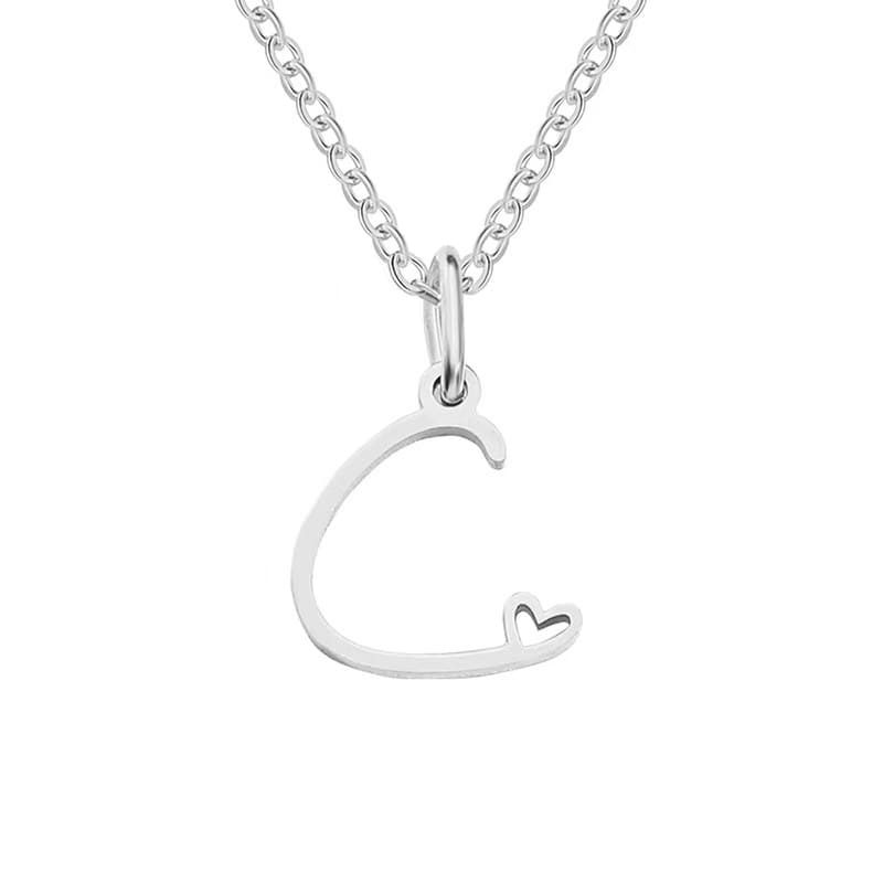 Customise Initial Letter Pendant Heart Necklace - Hidden Forever