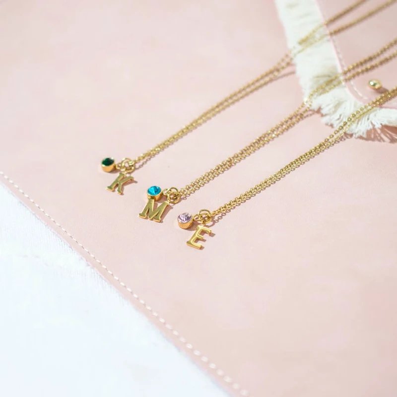 Dangling Initials and Birthstone Necklace - Hidden Forever