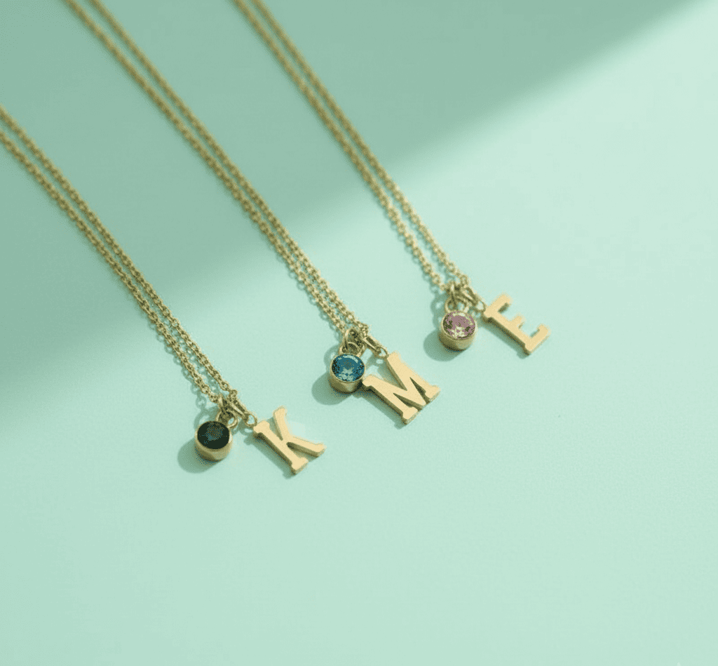 Dangling Initials and Birthstone Necklace - Hidden Forever