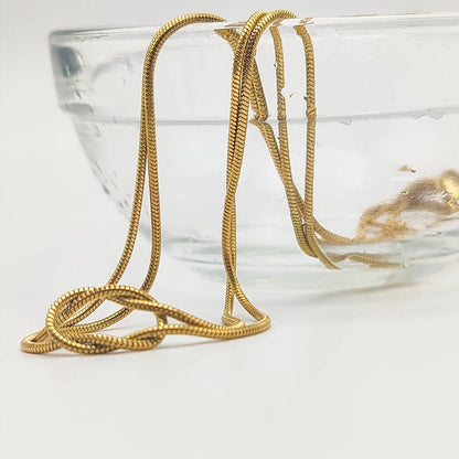 eManco Minimalist Jewelry Lusterless 14k Gold Plated Knotted Snake Chain Necklace Women's Stainless Steel Accessories Wholesale - Hidden Forever
