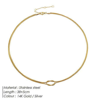 eManco Minimalist Jewelry Lusterless 14k Gold Plated Knotted Snake Chain Necklace Women's Stainless Steel Accessories Wholesale - Hidden Forever
