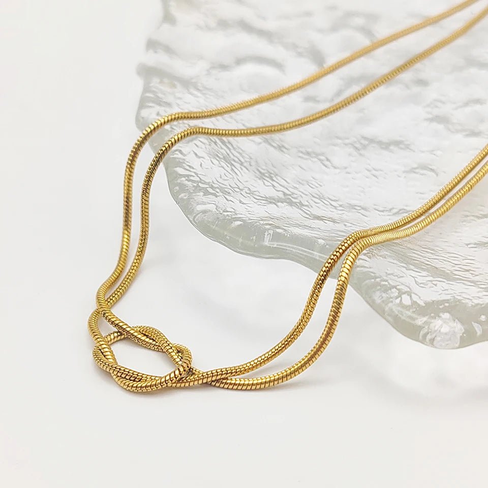 eManco Minimalist Jewelry Lusterless 14k Gold Plated Knotted Snake Chain Necklace Women's Stainless Steel Accessories Wholesale - Hidden Forever